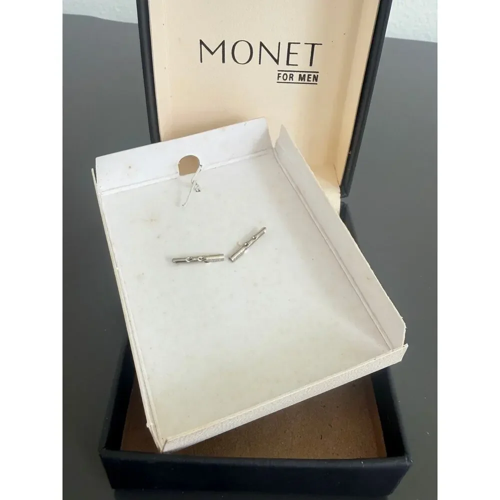 Vintage Monet for Men leather & metal keychain in its original branded box